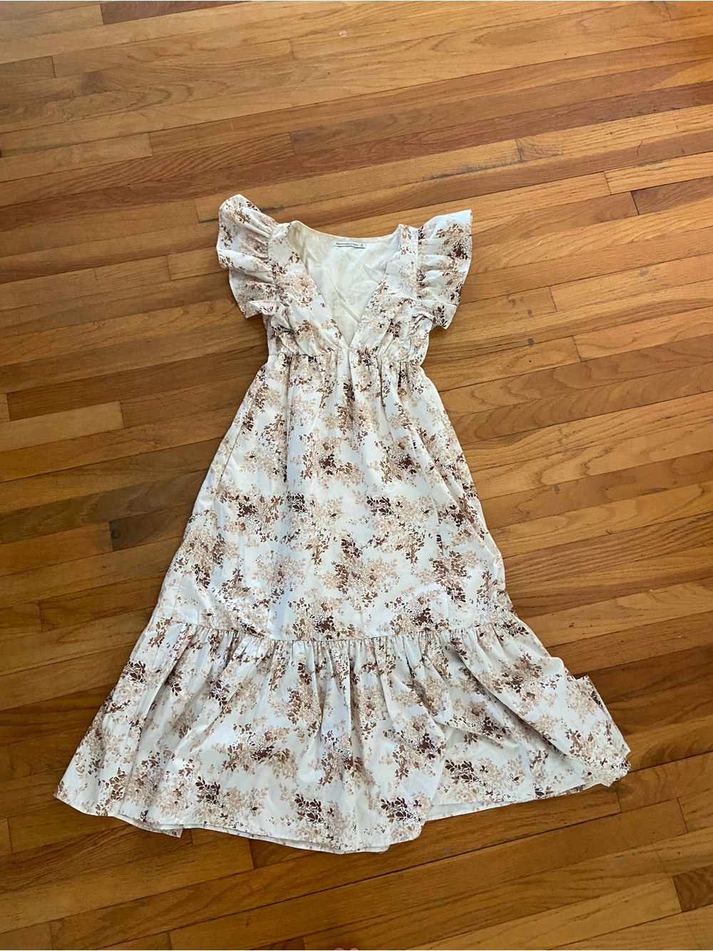 Abercrombie & Fitch Cream Maxi Dress with Brown Floral Print